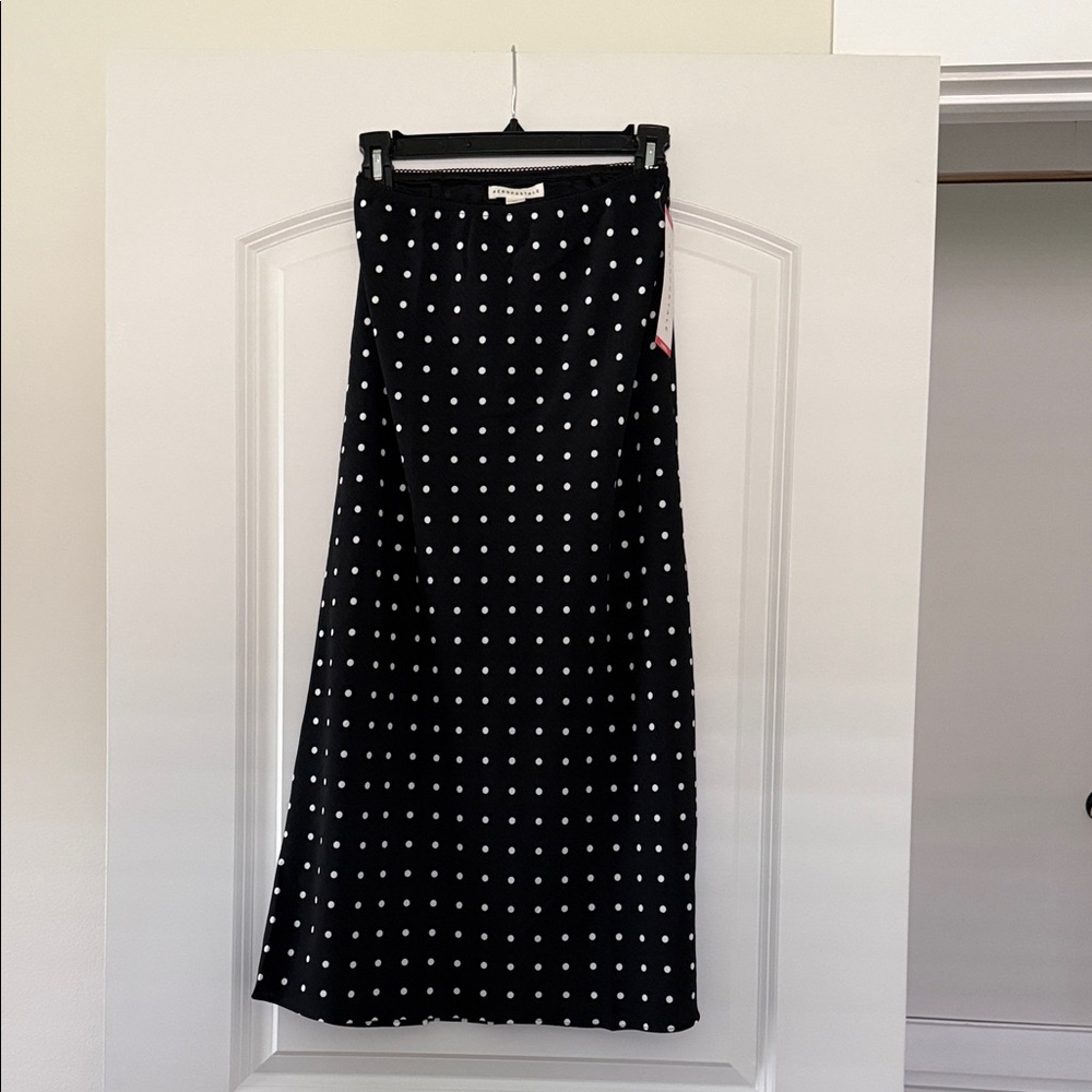 Aeropostale Black Maxi Skirt with White Polka Dots